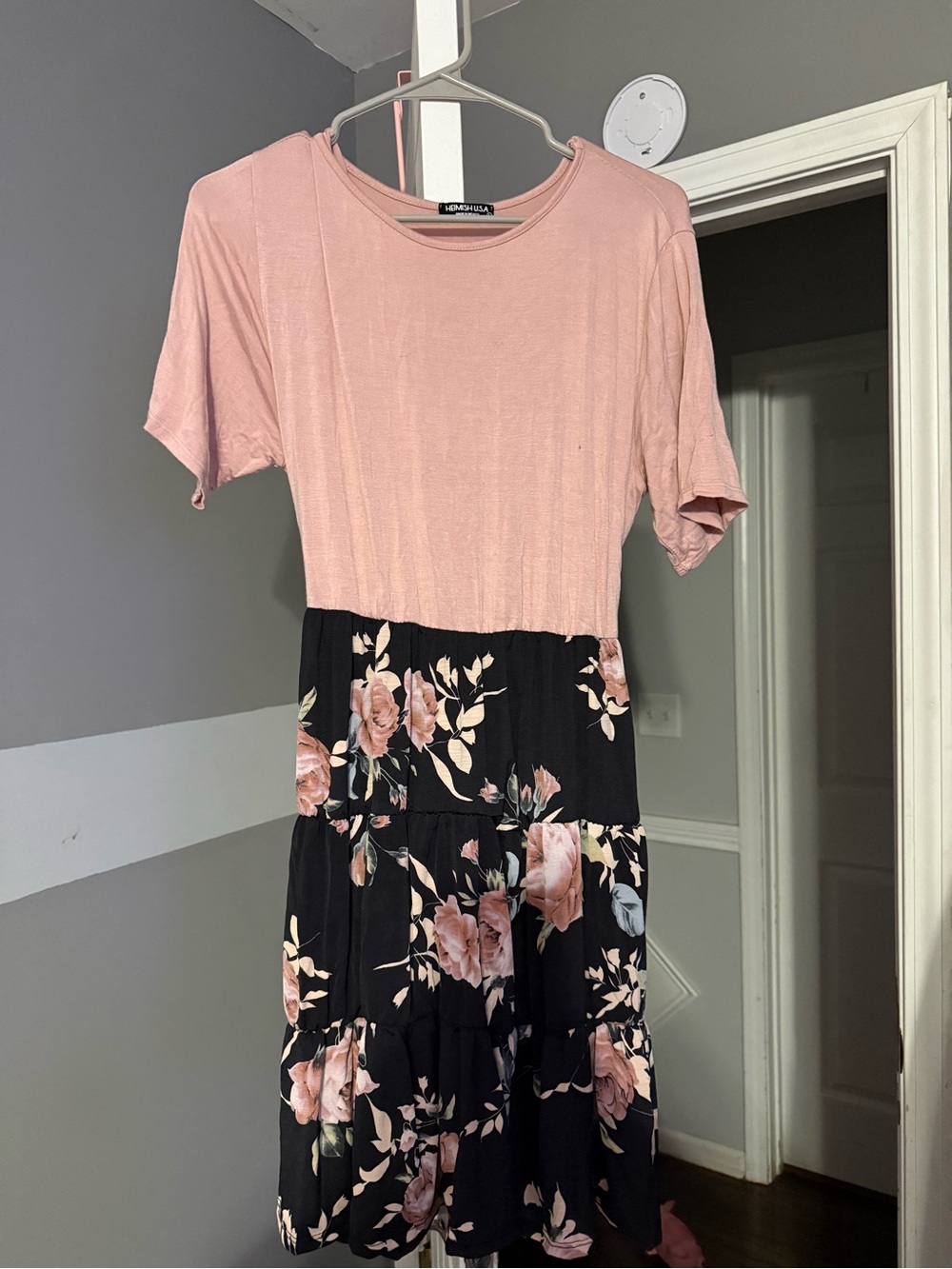 Pink and Black Floral Midi Dress by Hidden Label